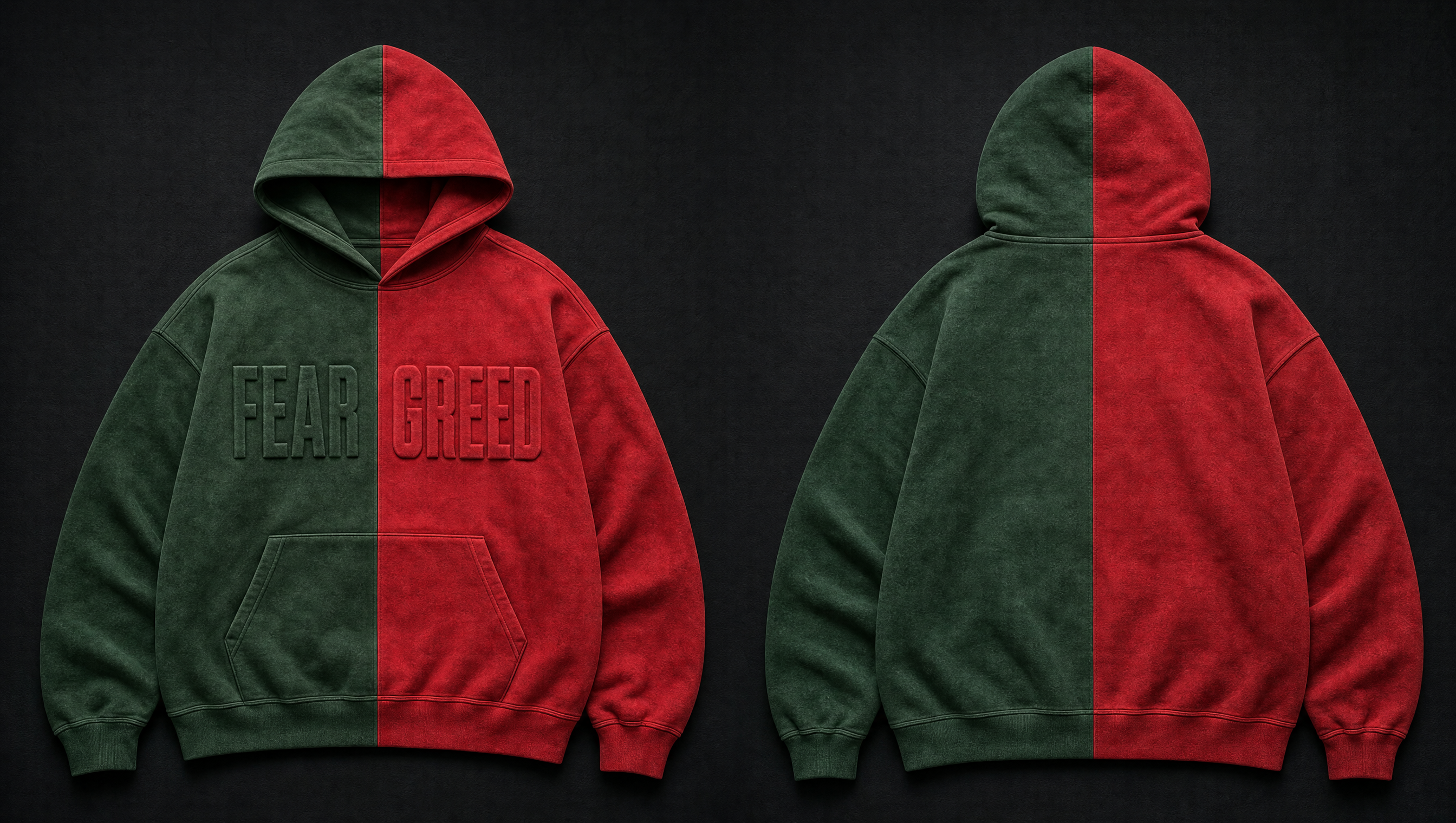 Fear & Greed Shawl Hoodie — split colorway