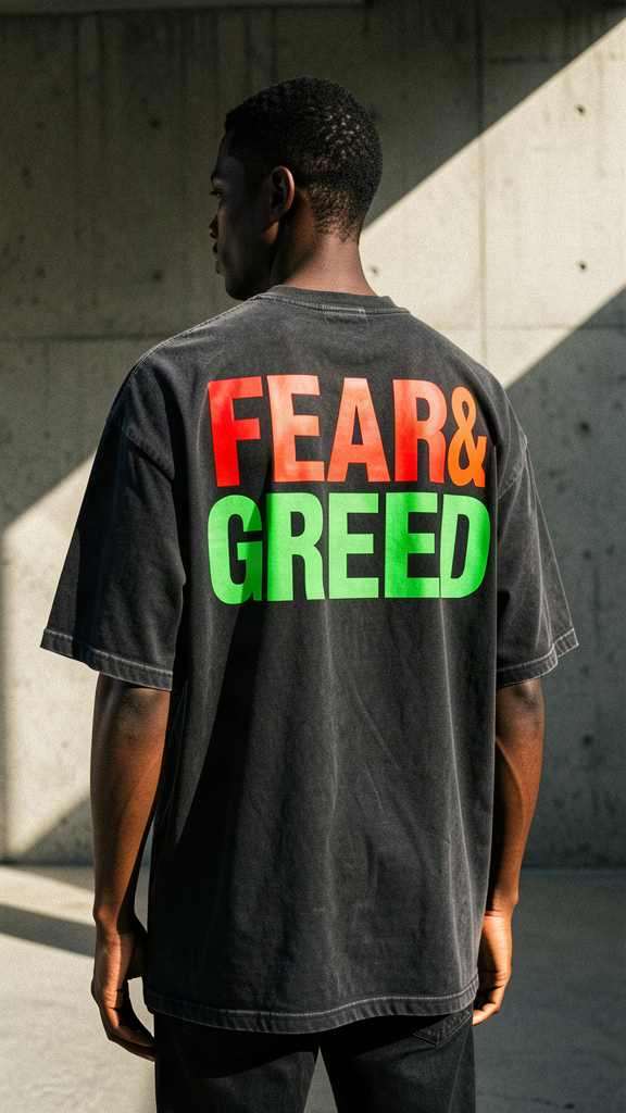 Fear & Greed Tee — back, studio shot